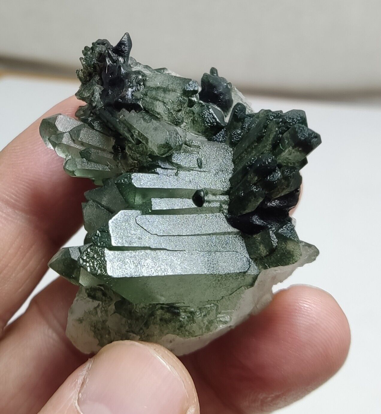 An Aesthetic Natural beautifully terminated Chlorite Quartz cluster 57 grams