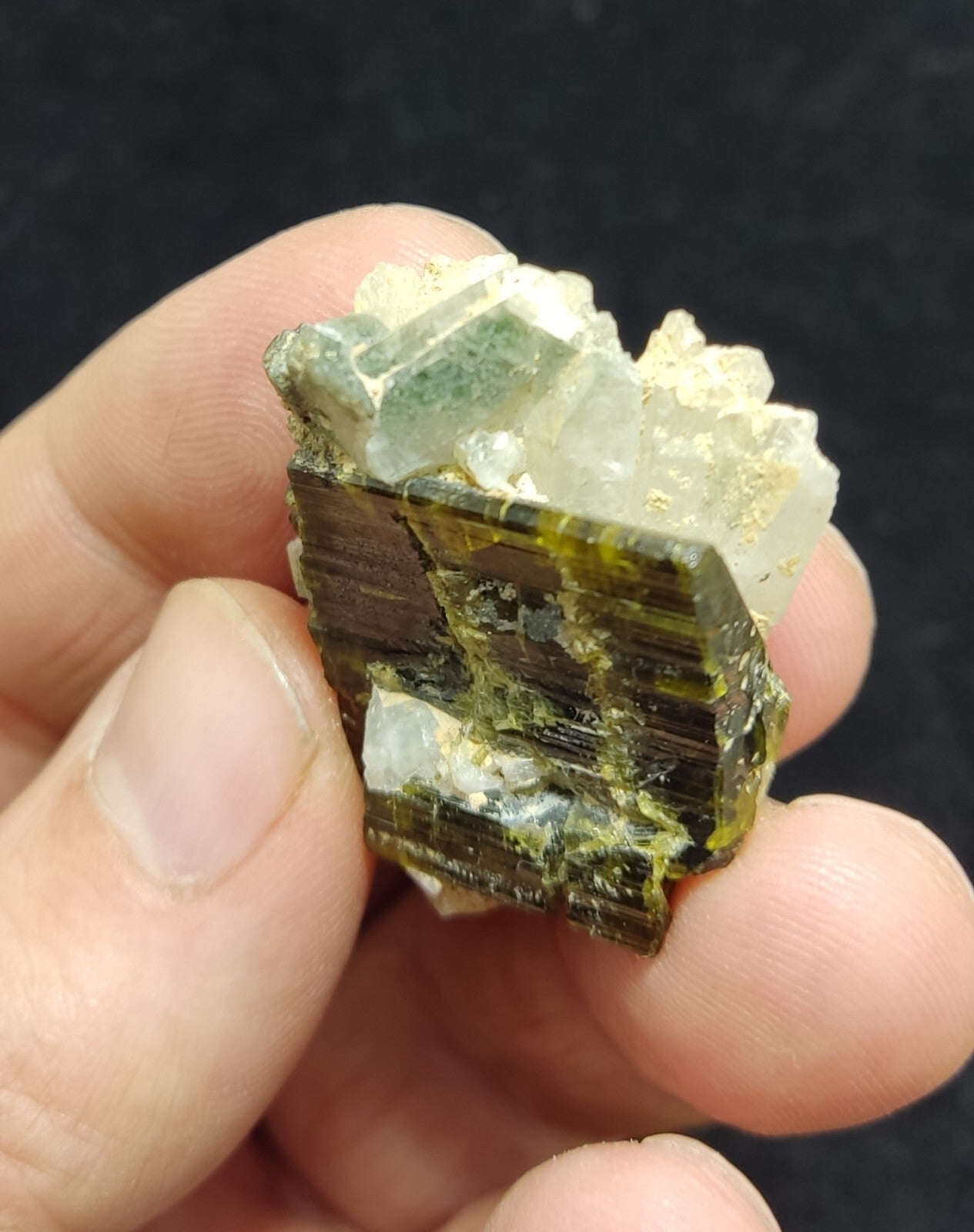 An Aesthetic Naturally terminated specimen of epidote with quartz 16 grams