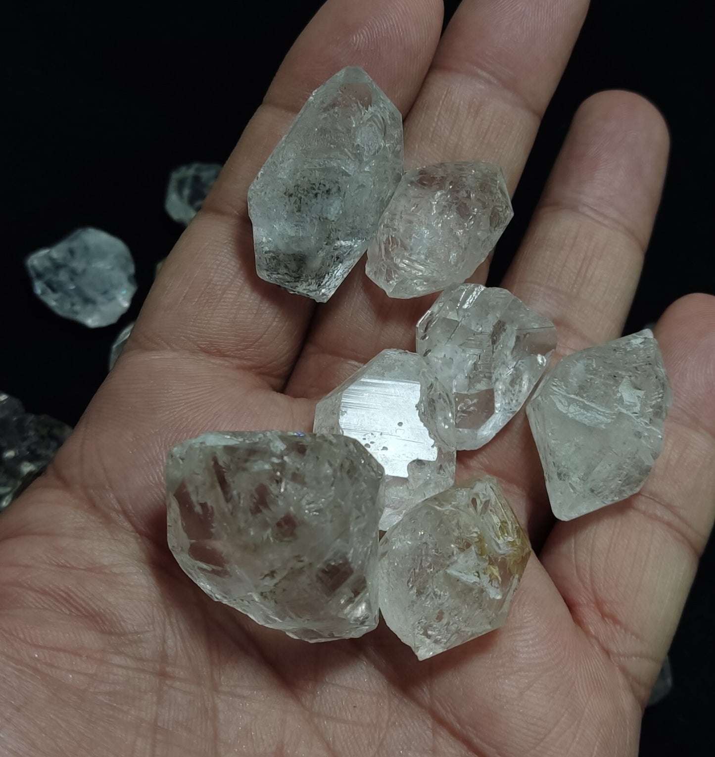 240 grams lot of diamond quartz carbon included double terminated Herkimer like