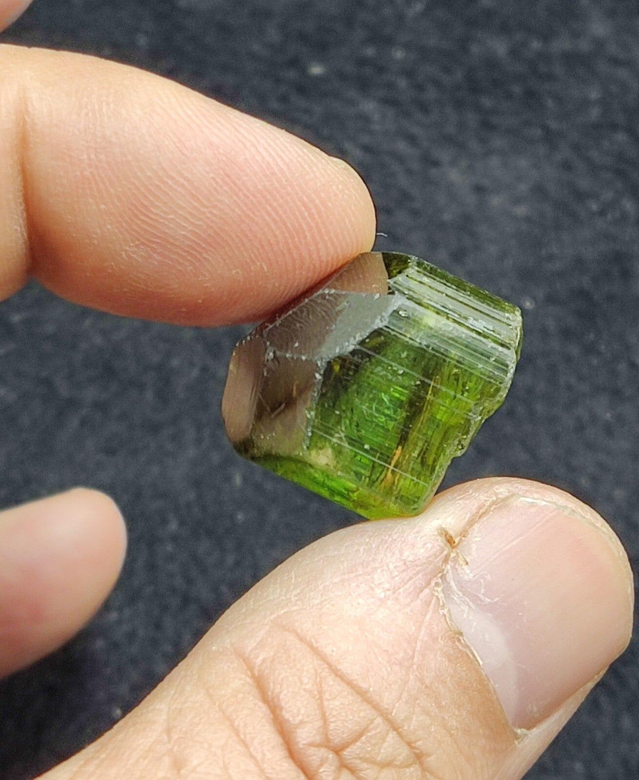 Single amazing green color terminated Tourmaline crystal 9 grams