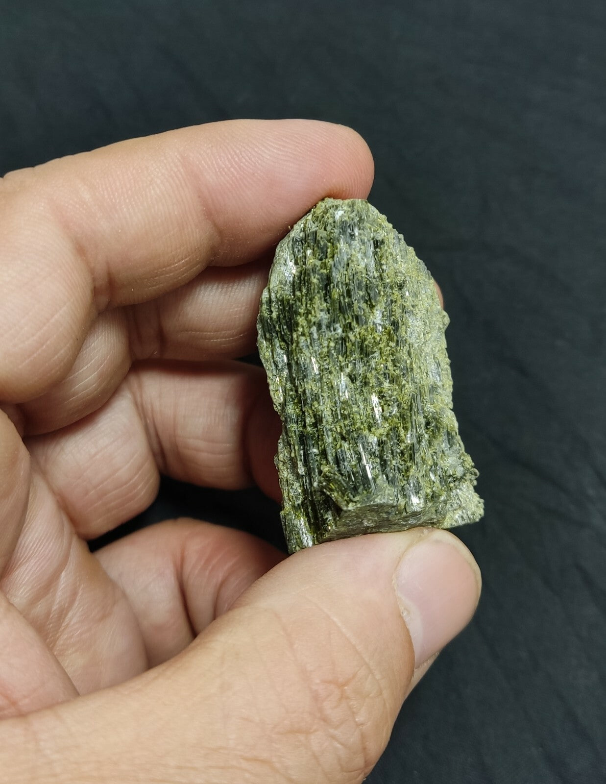 An aesthetic specimen of dark green color Epidote crystal spray 44 grams
