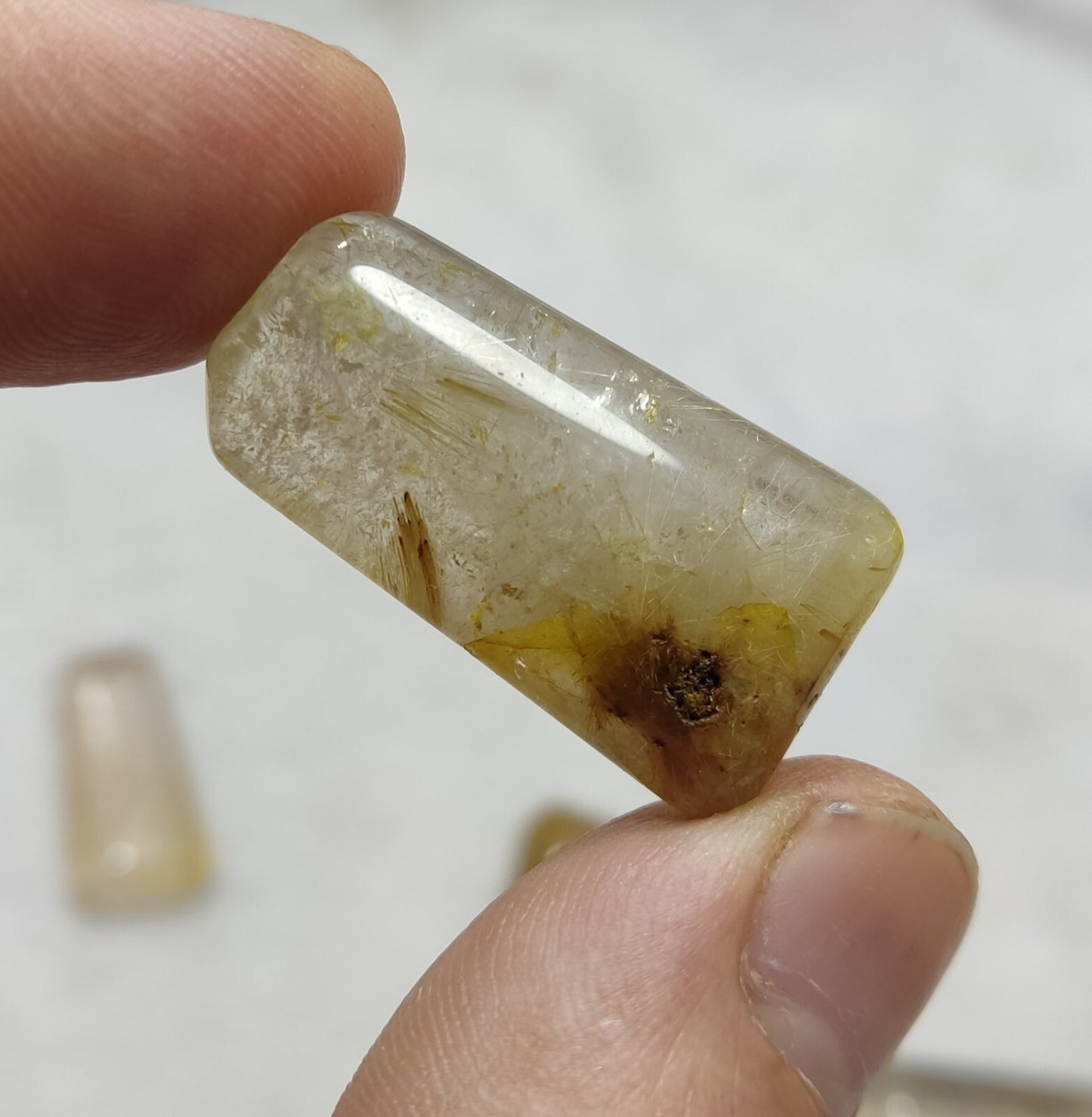 An amazing lot of Rutilated polished quartz tumbles 48 grams