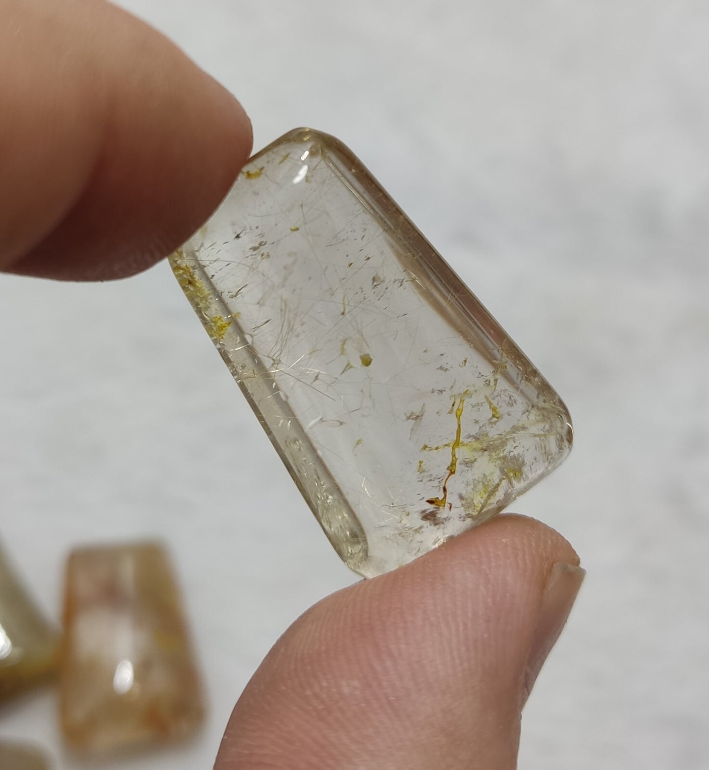 An amazing lot of Rutilated polished quartz tumbles 48 grams