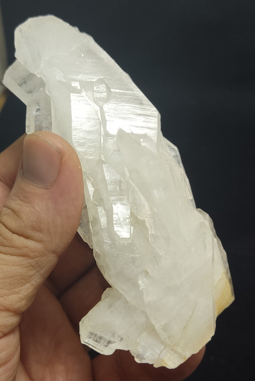 An aesthetic specimen of terminated faden Quartz crystals cluster 166 grams
