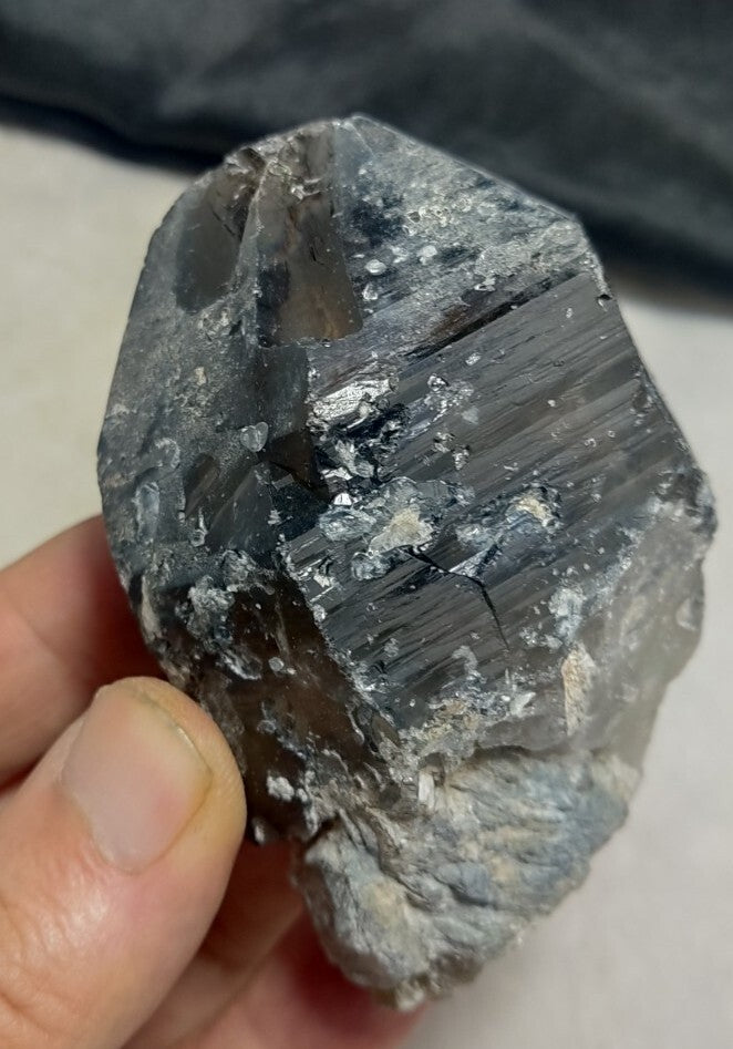 Natural Terminated Black Quartz with Light Blue Hues 277 grams