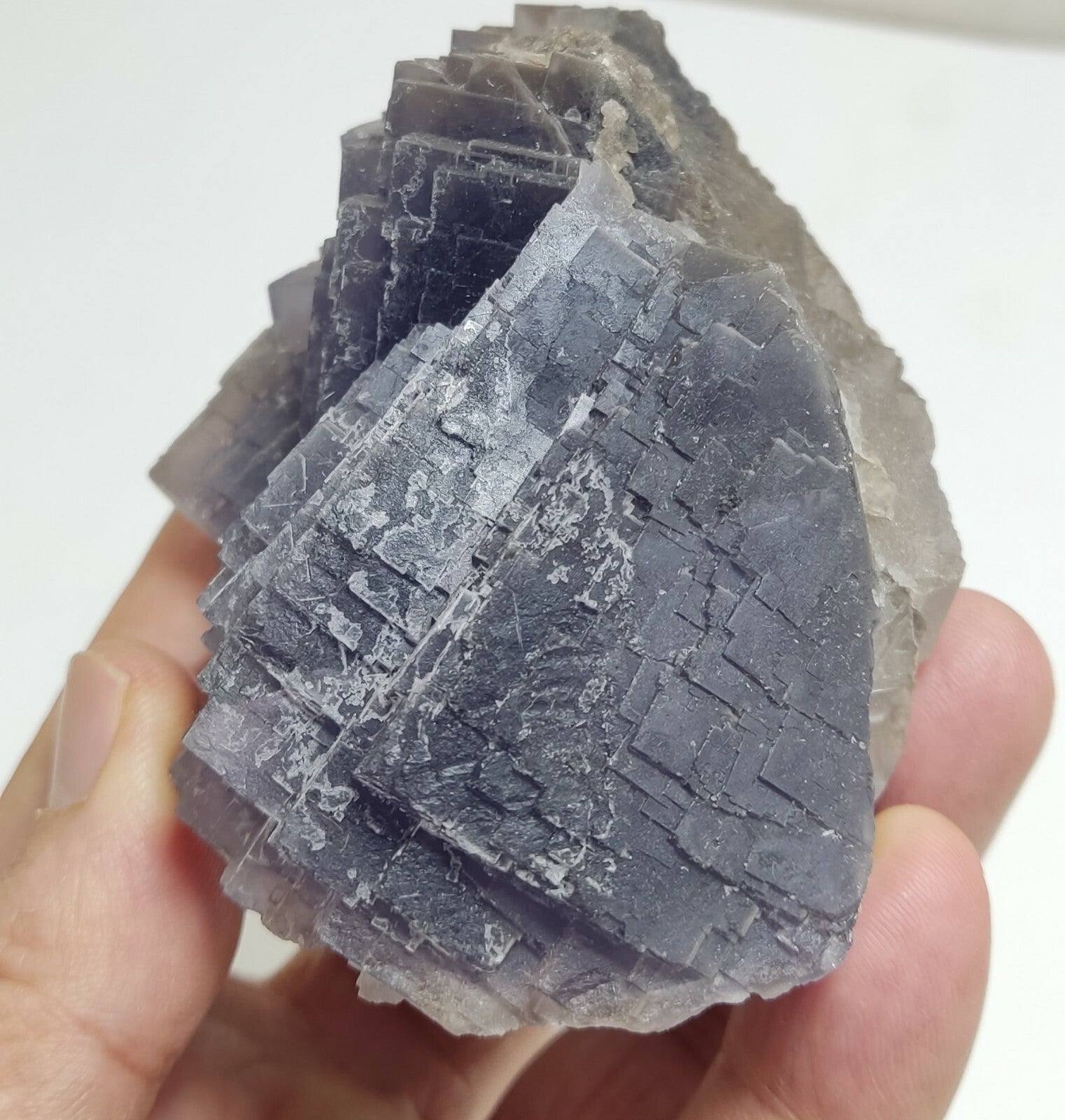 An amazing specimen of cubic dark purplish color Fluorite 433 grams