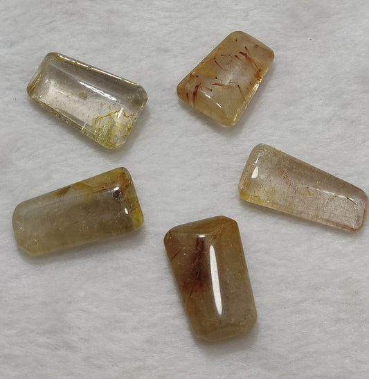 An amazing lot of Rutilated polished quartz tumbles 48 grams