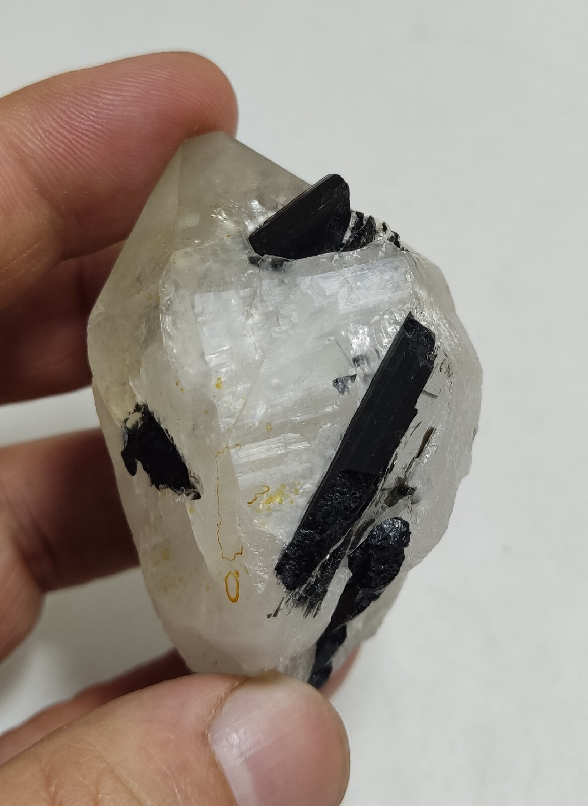 Natural quartz crystal with black tourmaline 126 grams