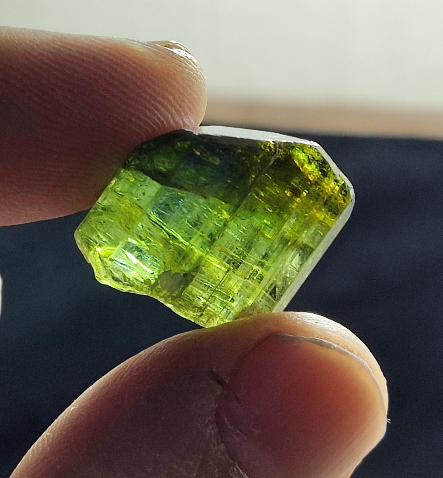Single amazing green color terminated Tourmaline crystal 9 grams