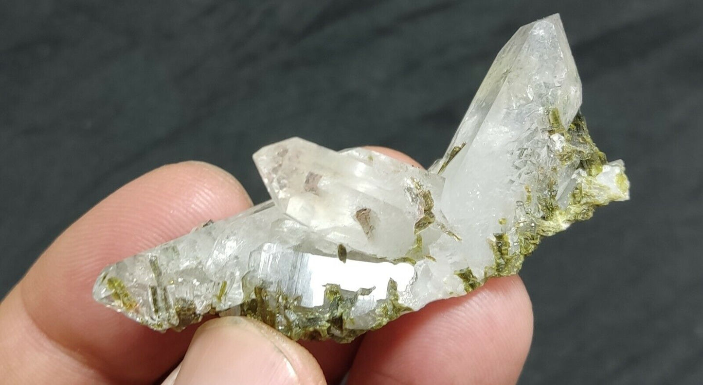 An aesthetic specimen of Epidote quartz cluster 19 grams