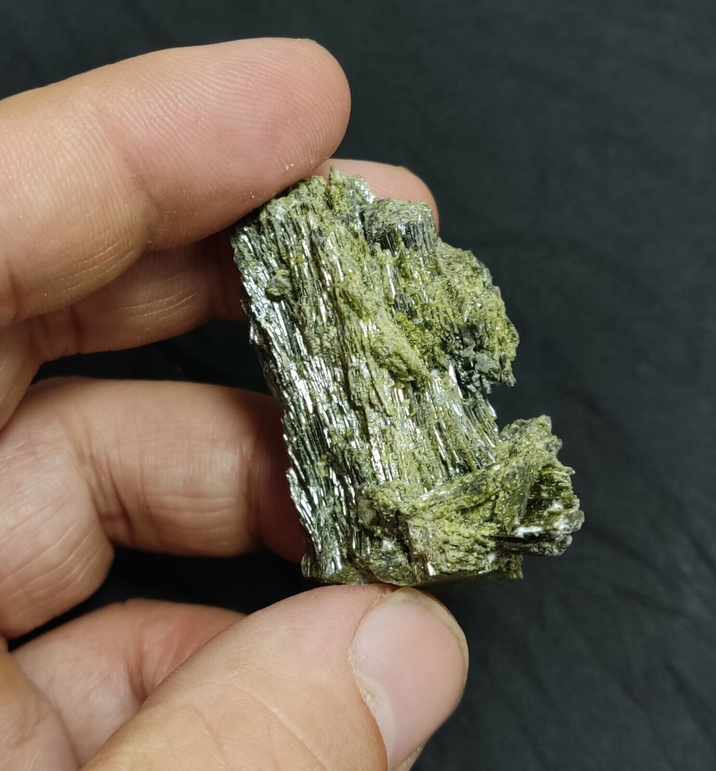 An aesthetic specimen of dark green color Epidote crystal spray 44 grams