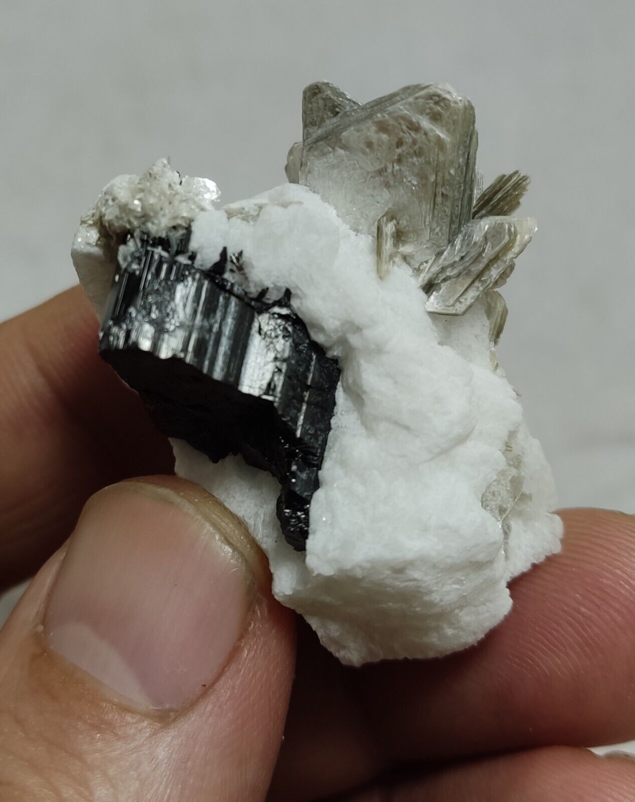 An Aesthetic combo specimen of feldspar, Tourmaline, muscovite 31 grams