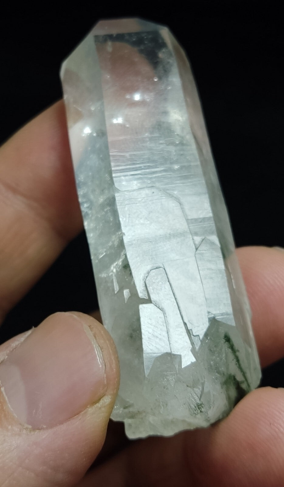 An Aesthetic Natural Quartz crystal with chlorite inclusions 49 grams