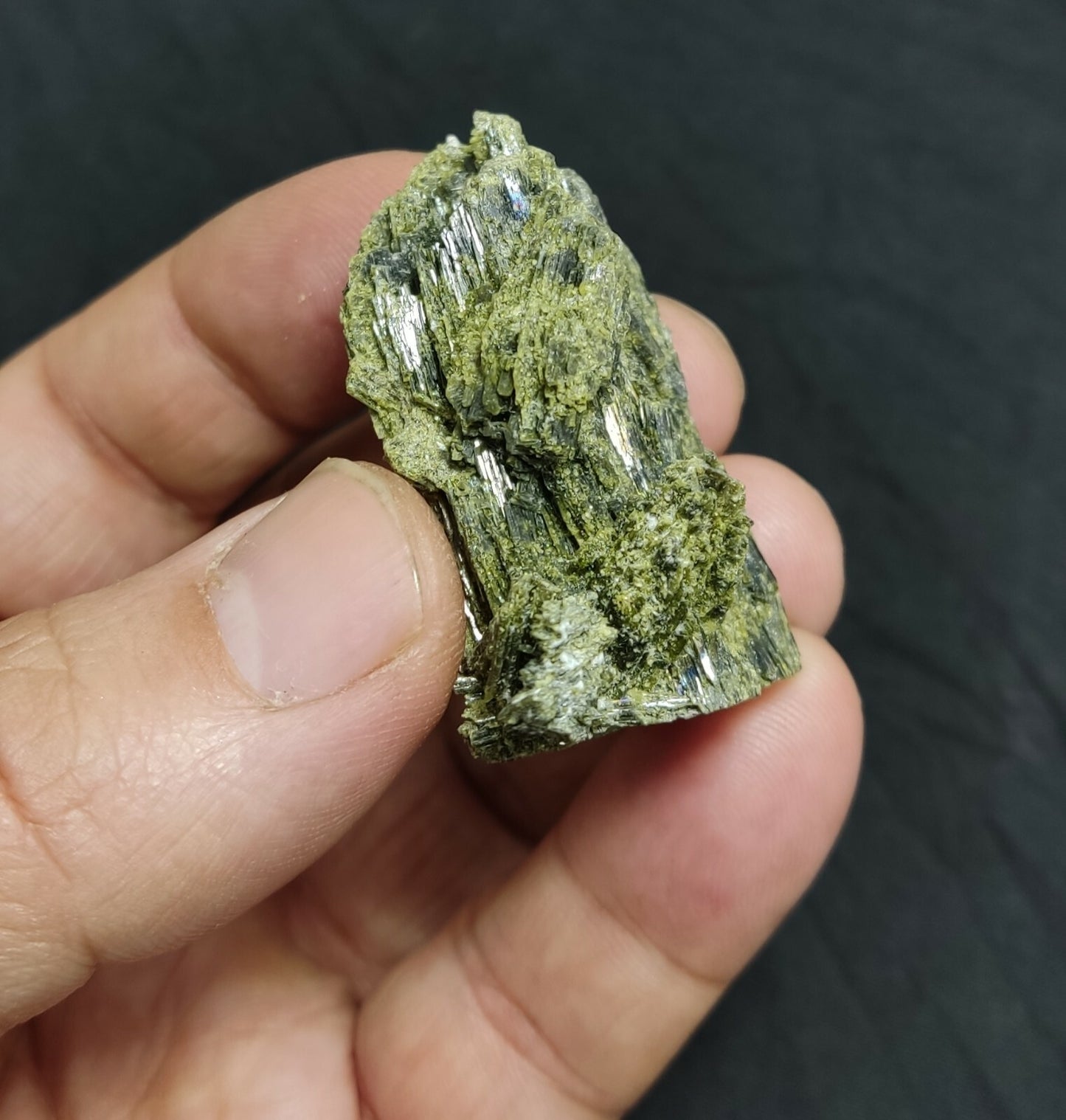 An aesthetic specimen of dark green color Epidote crystal spray 44 grams