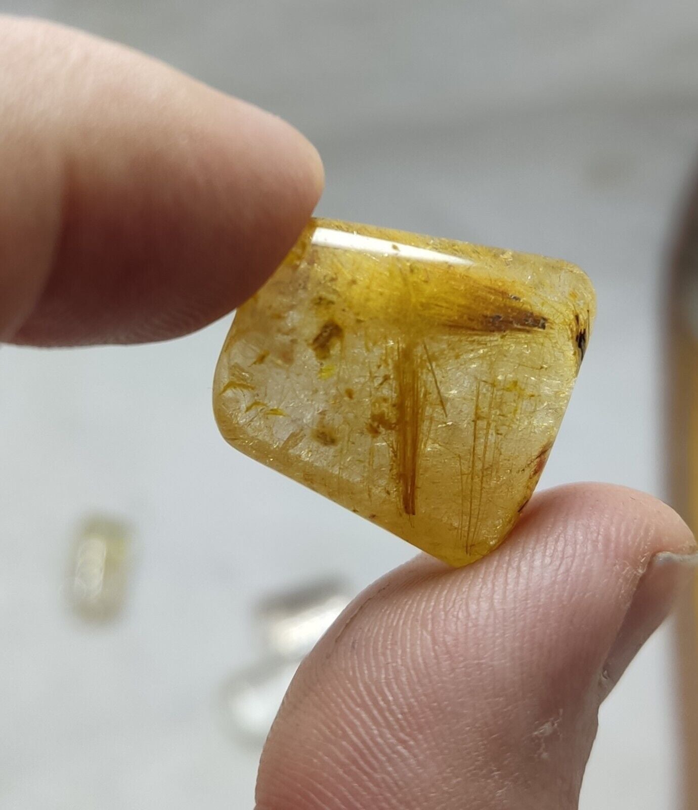 An amazing lot of Rutilated polished quartz tumbles 44 grams