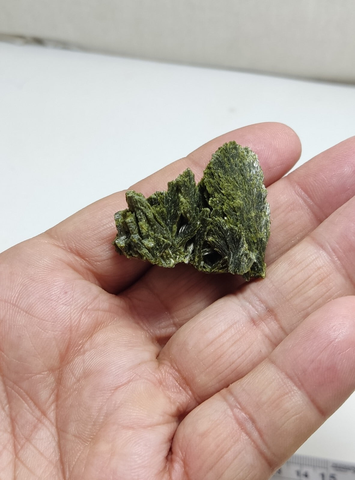 An aesthetic specimen of epidote crystal spray type 24 grams