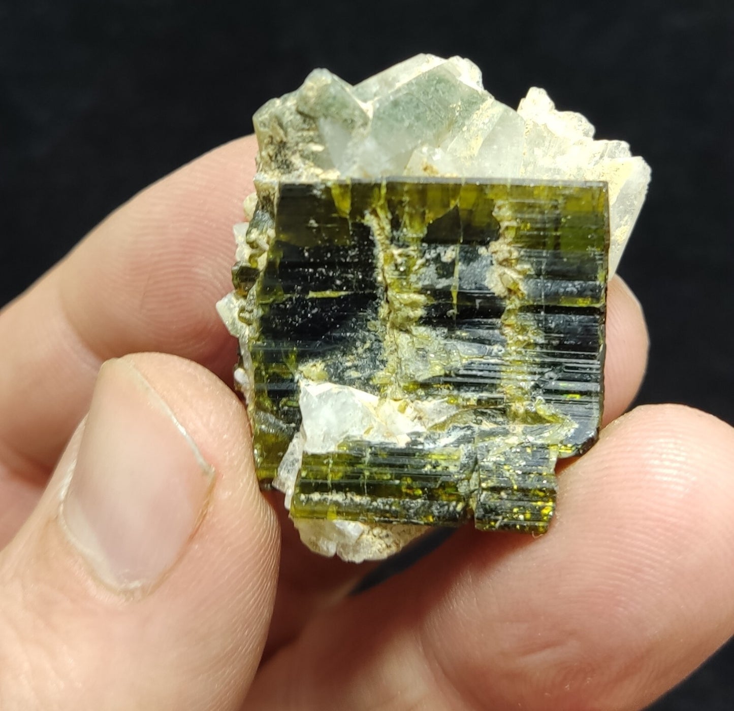 An Aesthetic Naturally terminated specimen of epidote with quartz 16 grams