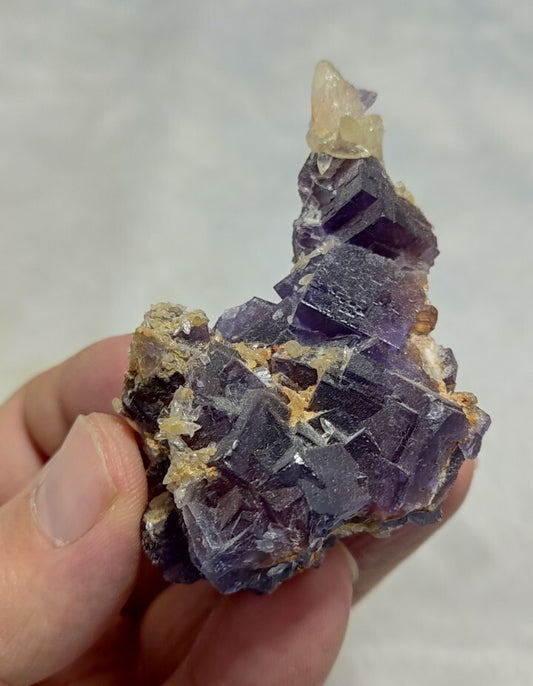 Small Purple Fluorite With Calcite 64 grams