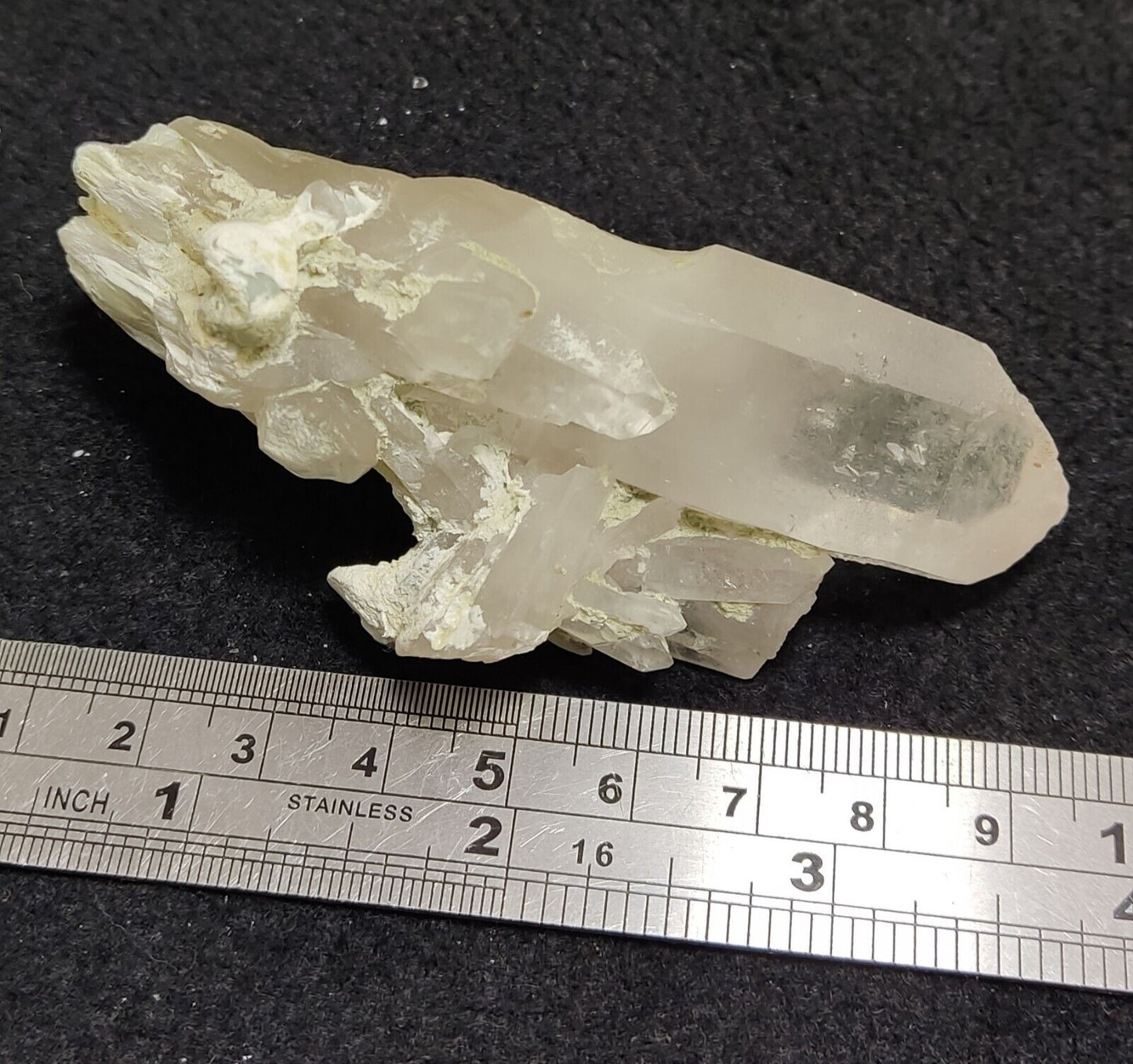 Aesthetic specimen of quartz crystal with unique amphibole inclusion 101 grams