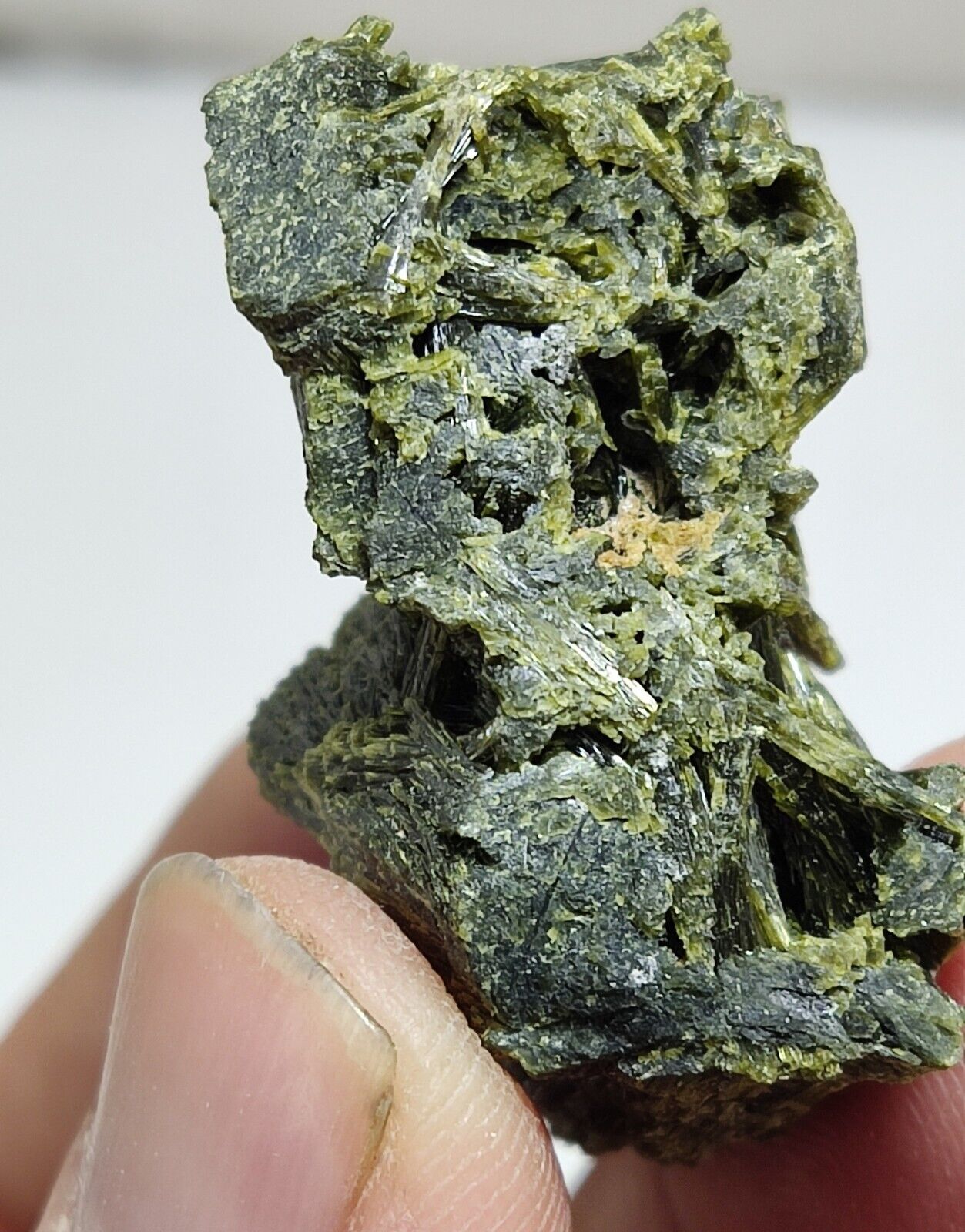 An aesthetic specimen of epidote crystal spray type 24 grams