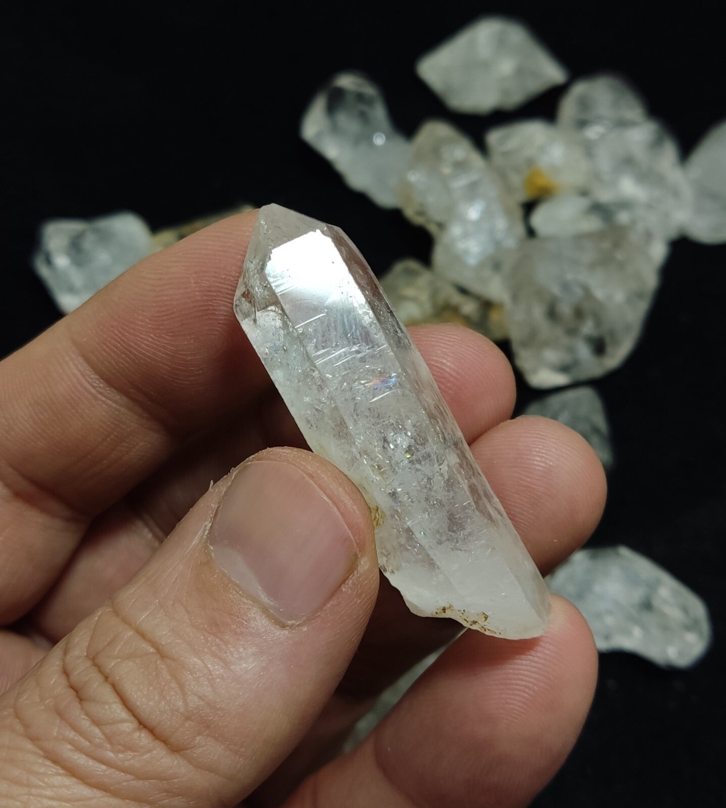 240 grams lot of diamond quartz carbon included double terminated Herkimer like