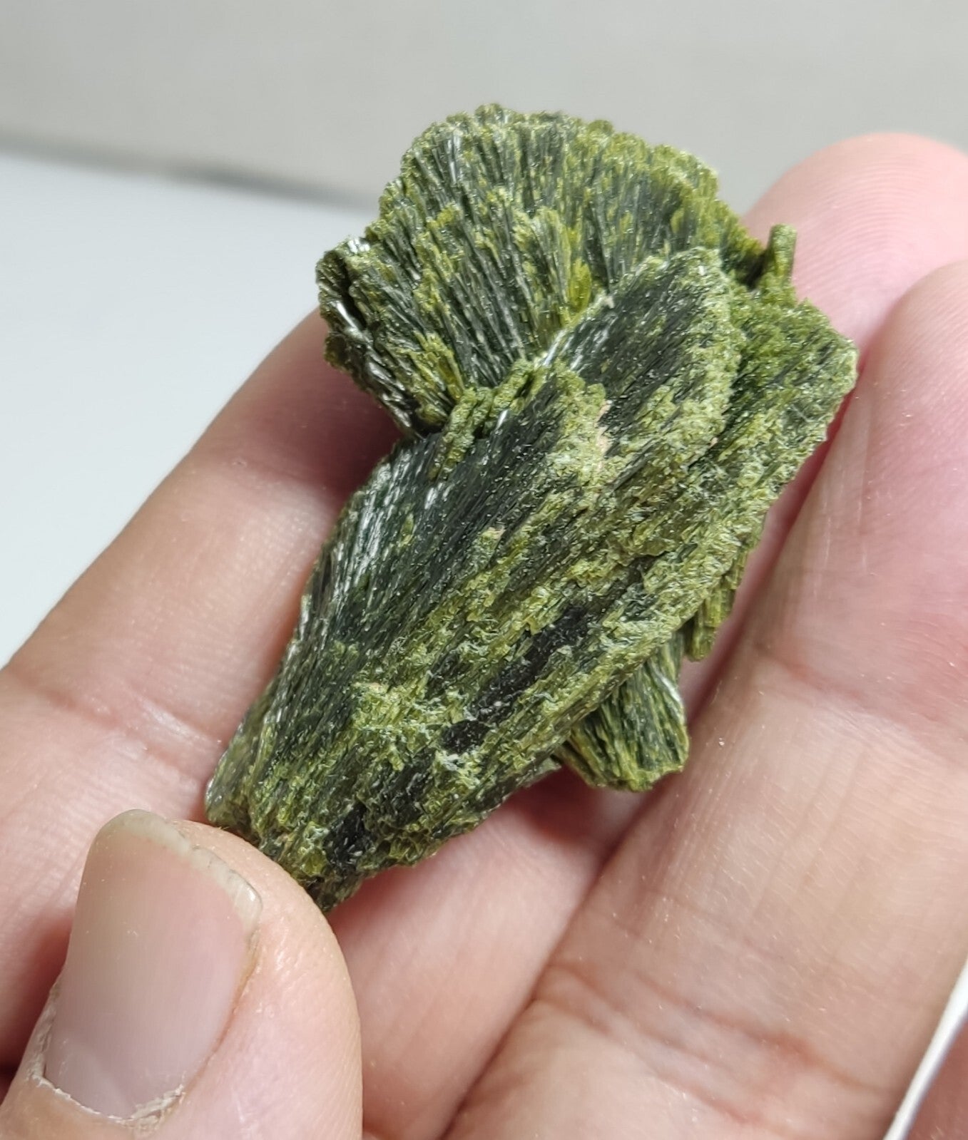 An aesthetic specimen of epidote crystal spray type 29 grams