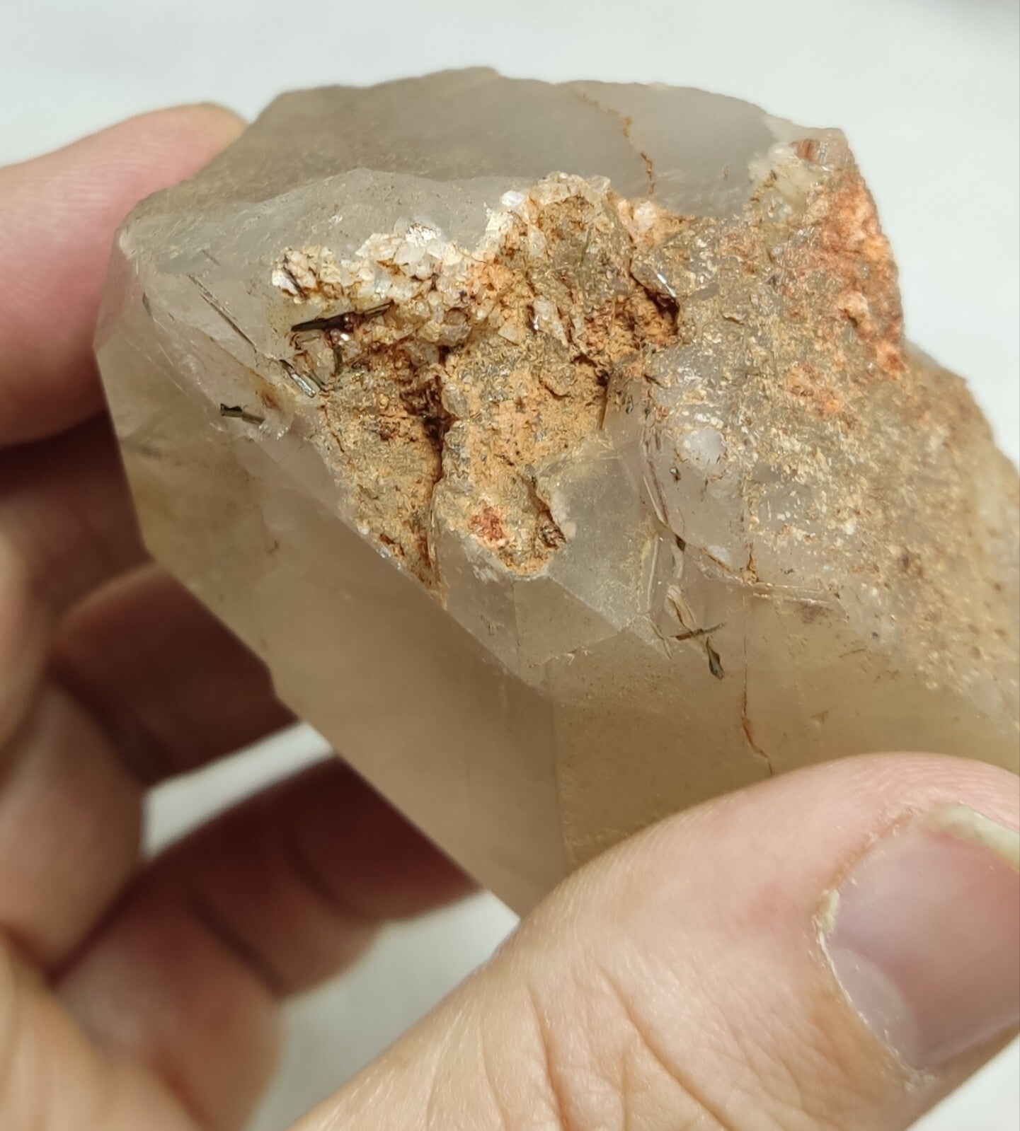 An Aesthetic terminated Quartz floater with needle inclusions 265 grams