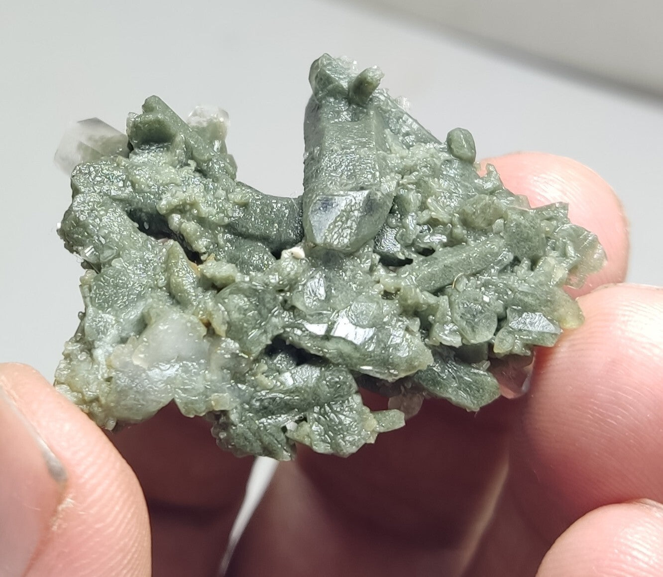 An Aesthetic miniature/thumbnail terminated chlorite Quartz cluster 15 grams