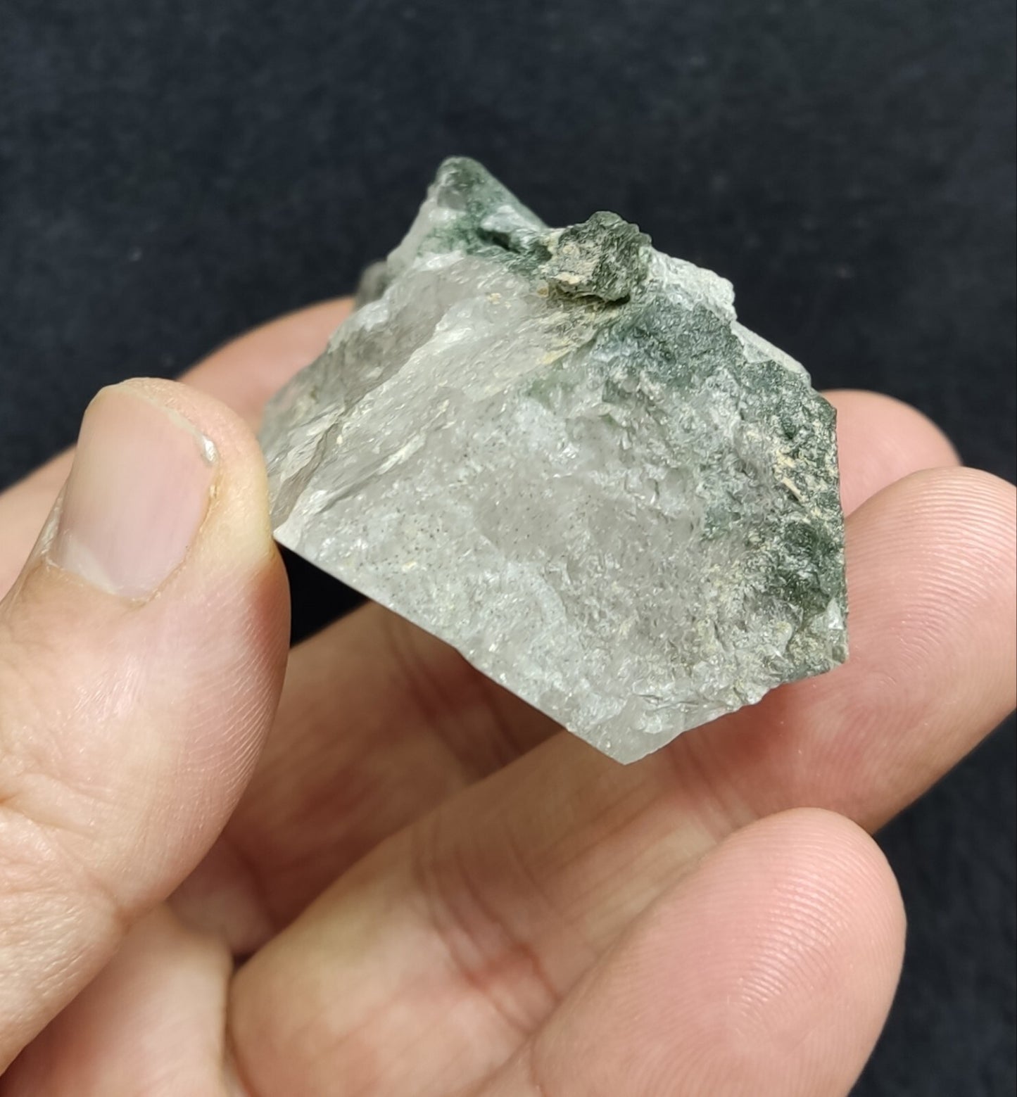 An Aesthetic specimen of chlorite included quartz crystal 134 grams