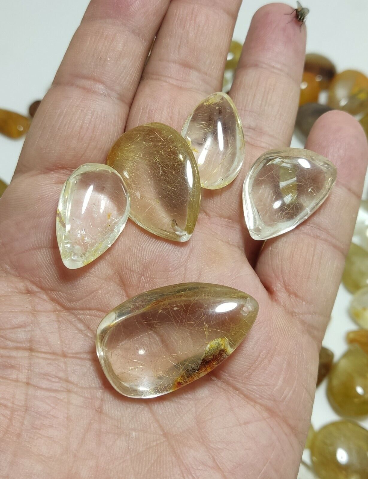 780 grams Rutilated polished quartz tumbles-cabochons