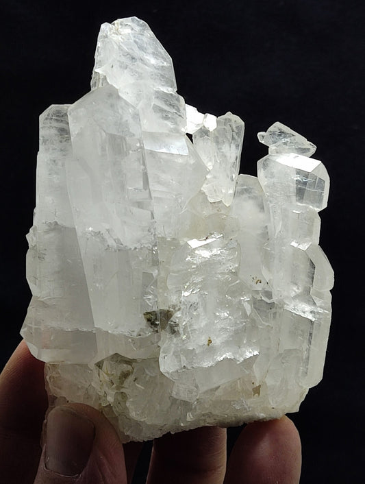 An aesthetic specimen of terminated faden Quartz crystals cluster 197 grams