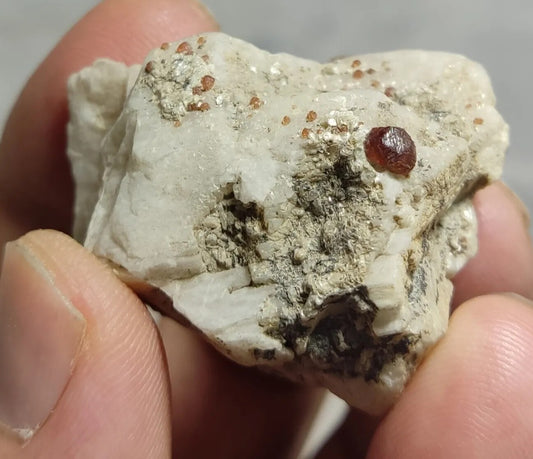 Small Sized Specimen Of Garnet Spessartine On Feldspar 34 grams