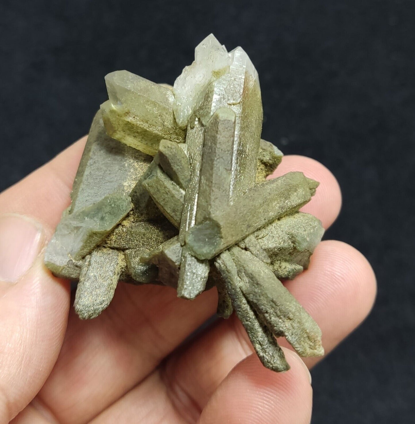 An Aesthetic specimen of chlorite included quartz cluster 54 grams