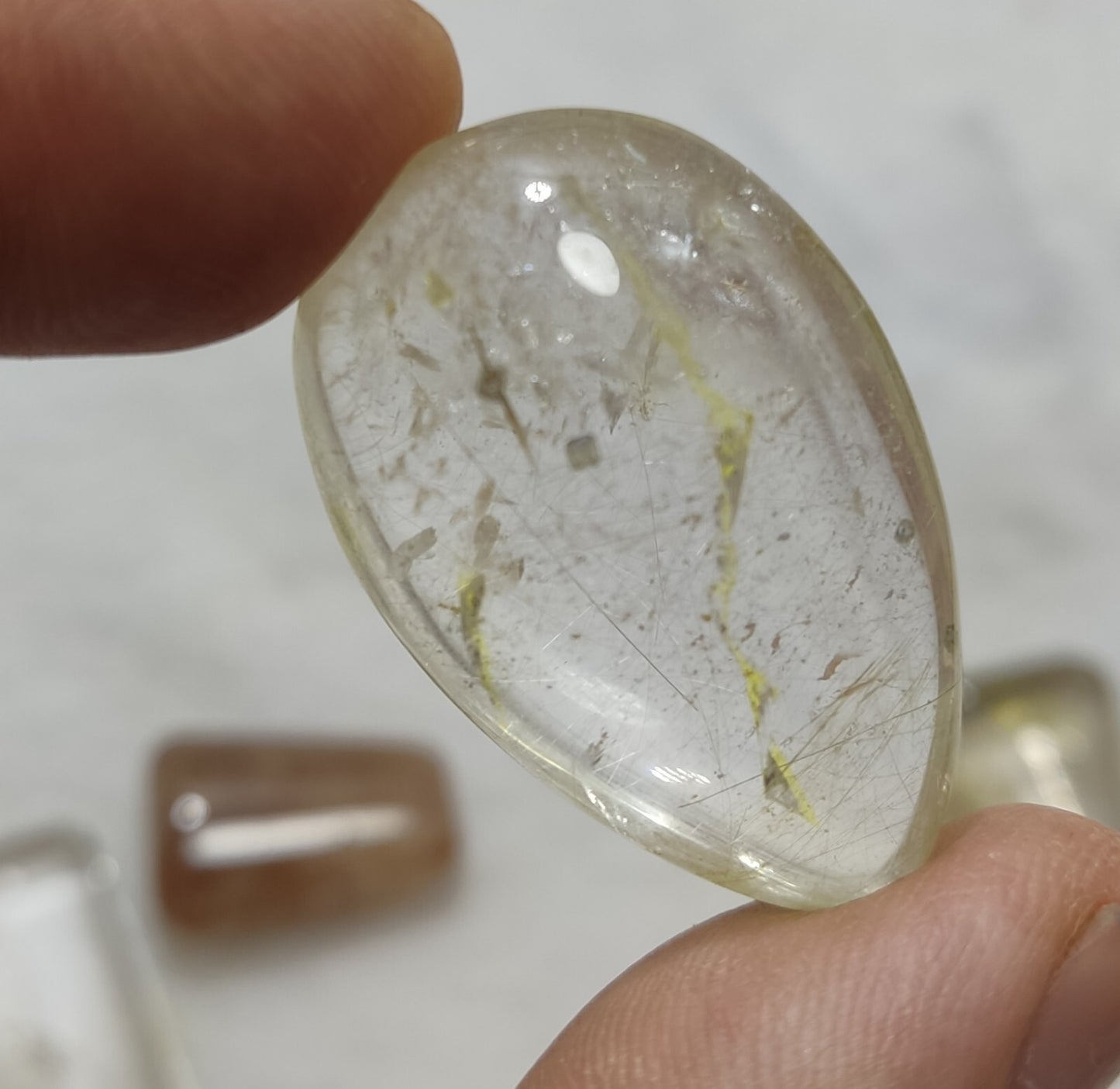 An amazing lot of Rutilated polished quartz tumbles 51 grams