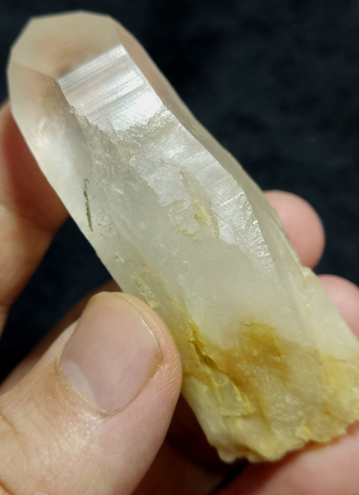 An amazing specimen of terminated amphibole included Quartz crystal 76