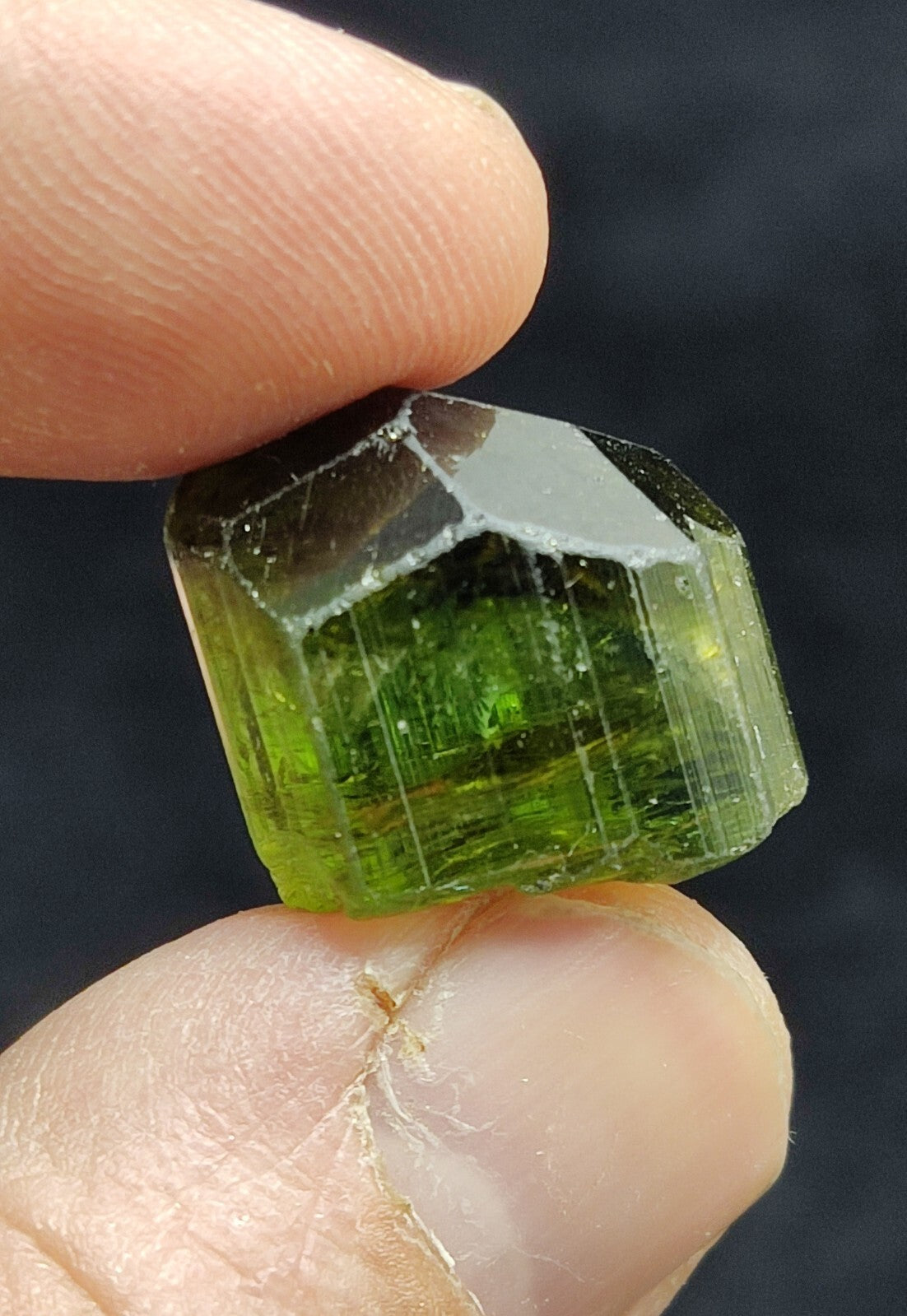 Single amazing green color terminated Tourmaline crystal 9 grams