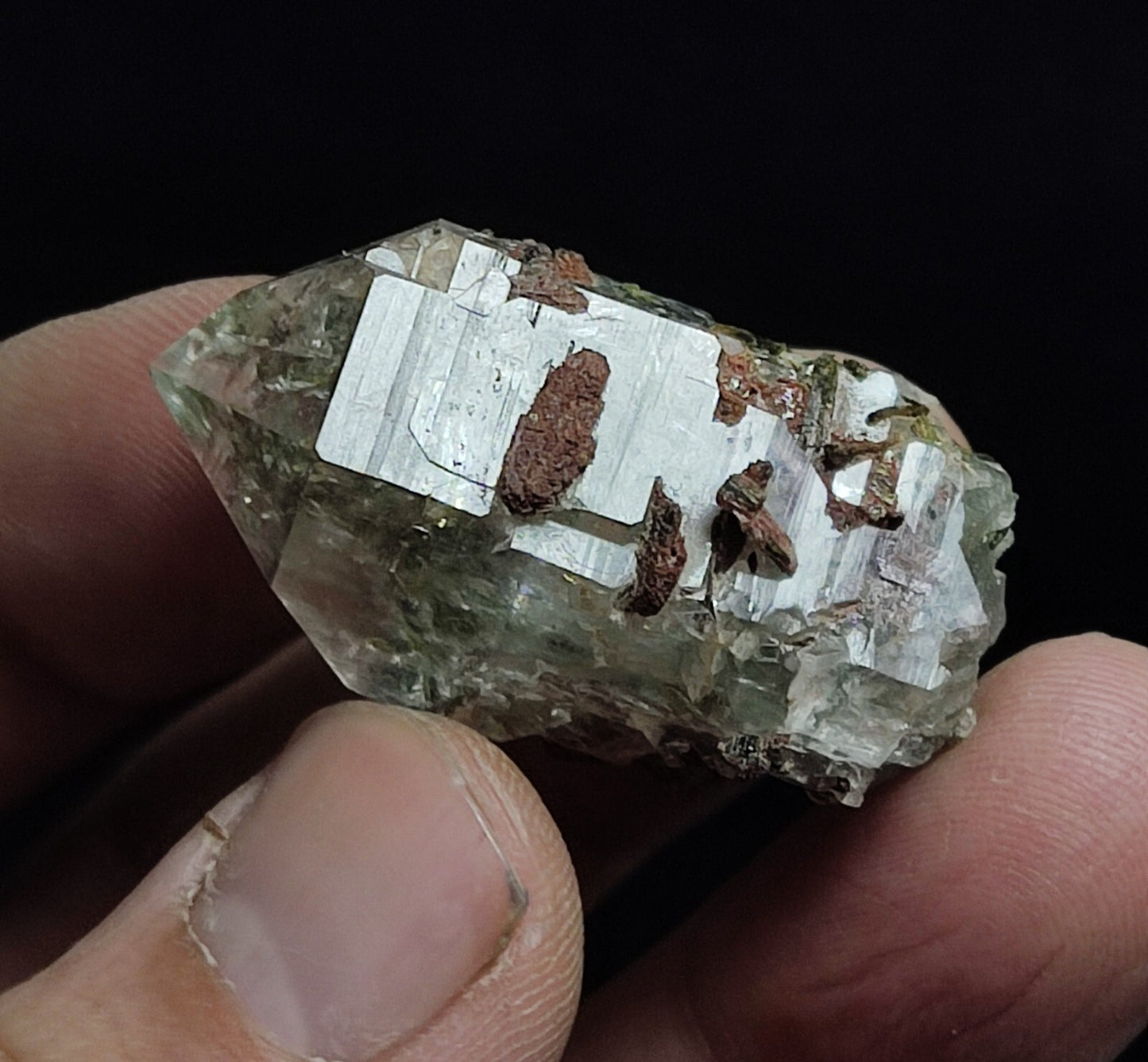 An aesthetic specimen of Epidote quartz cluster 22 grams