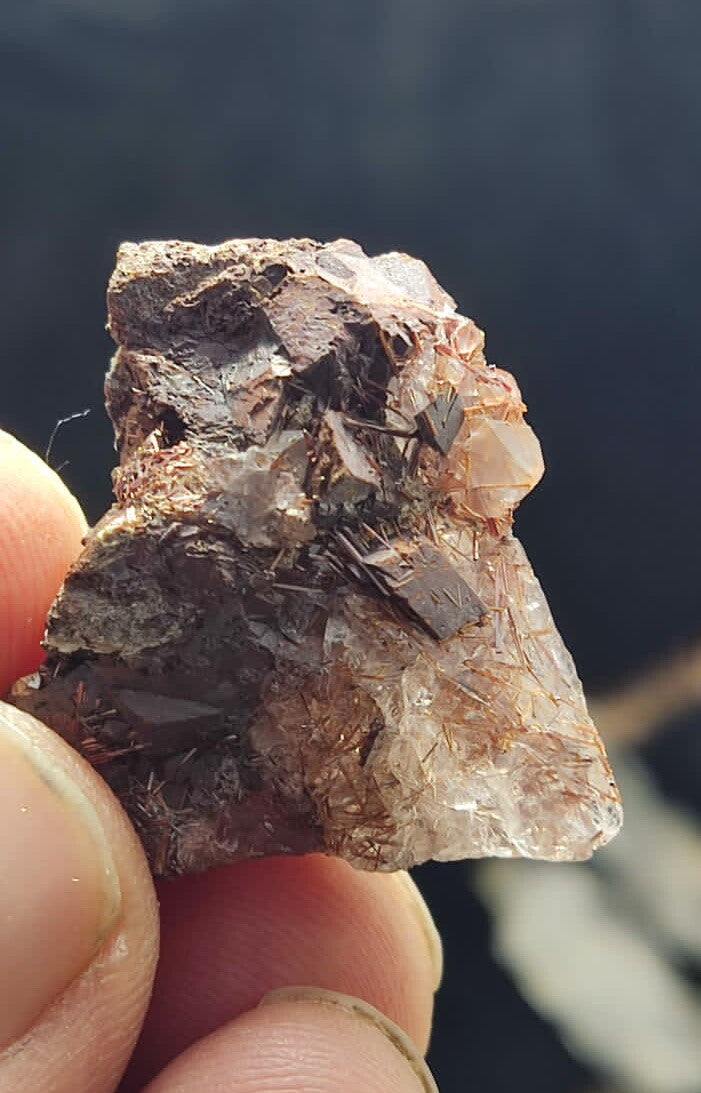 Natural Rutiles Quartz Siderite Specimen 9 Grams.