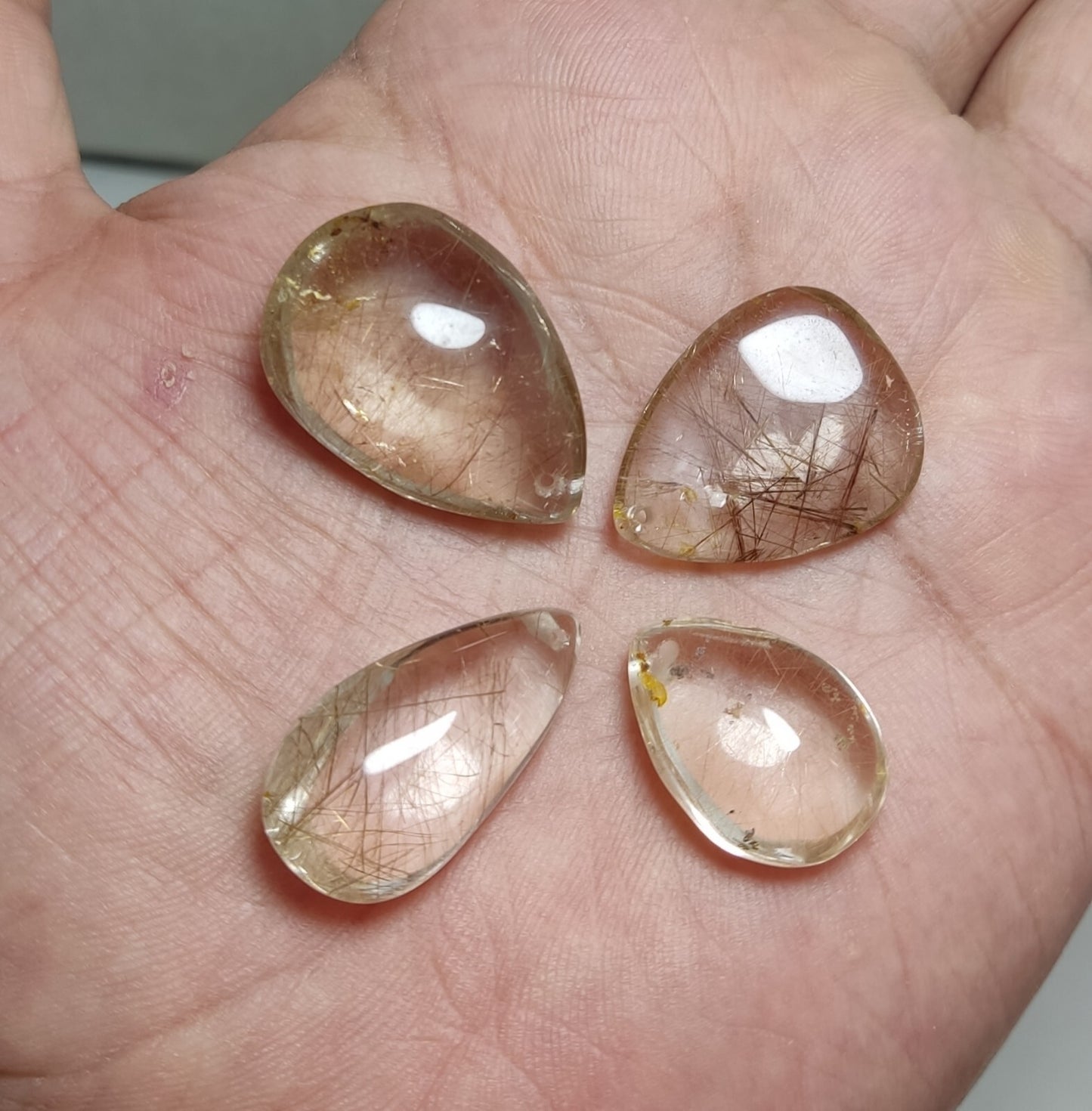 44 grams, 9 Natural beautiful Rutilated quartz pendants