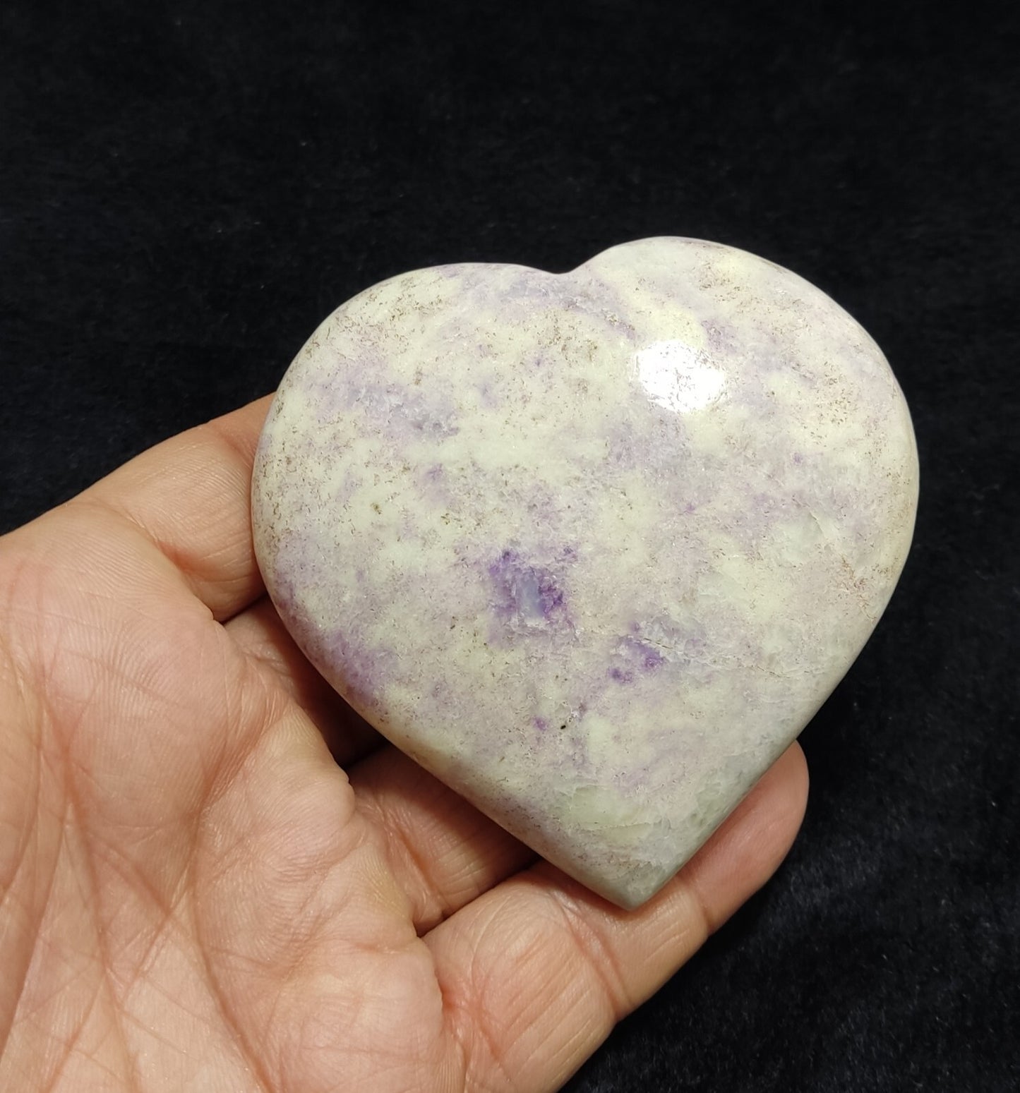 An amazing specimen of polished Hackmanite heart shape 183 grams