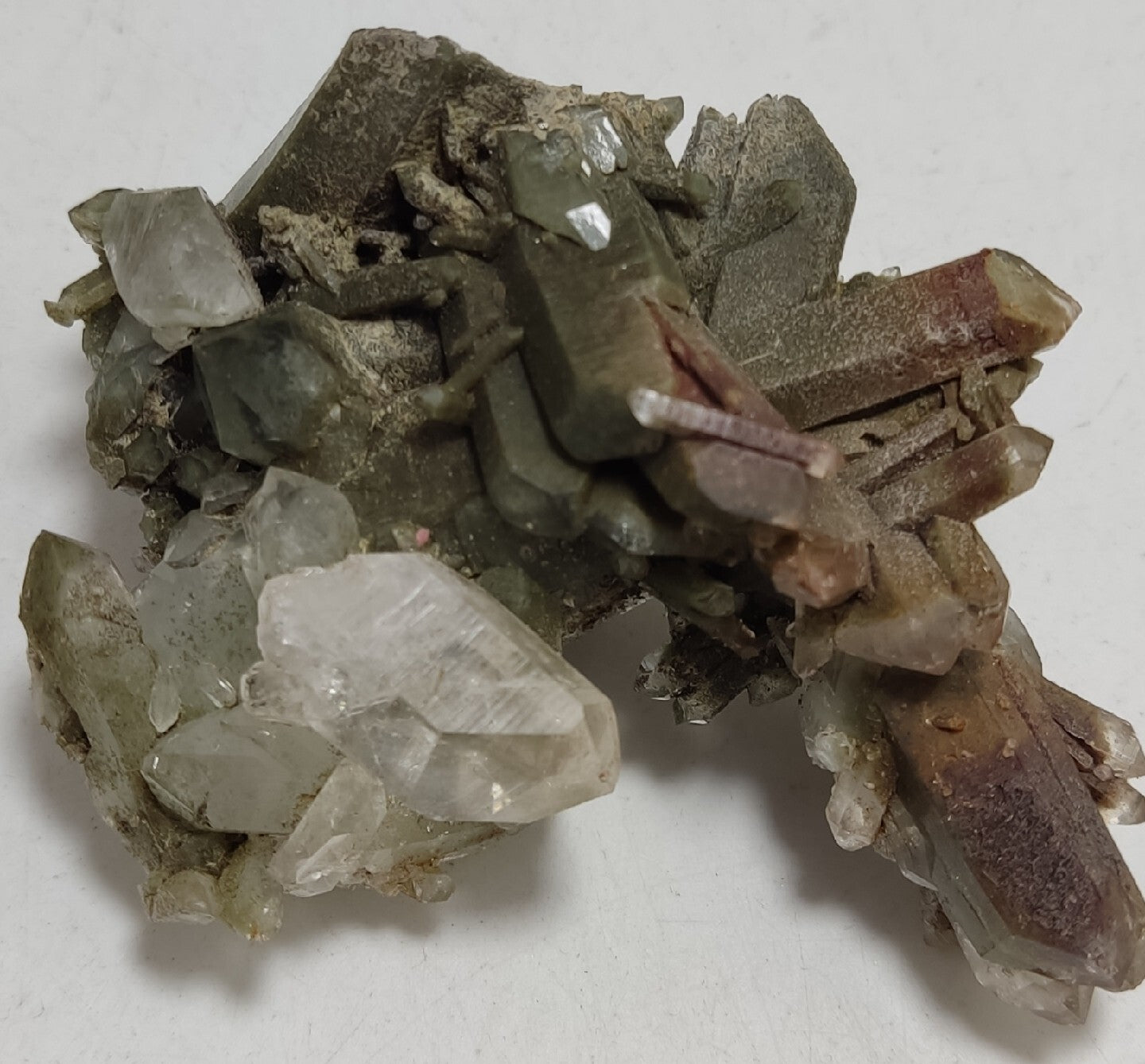Chlorite Quartz cluster with iron inclusions 79 grams