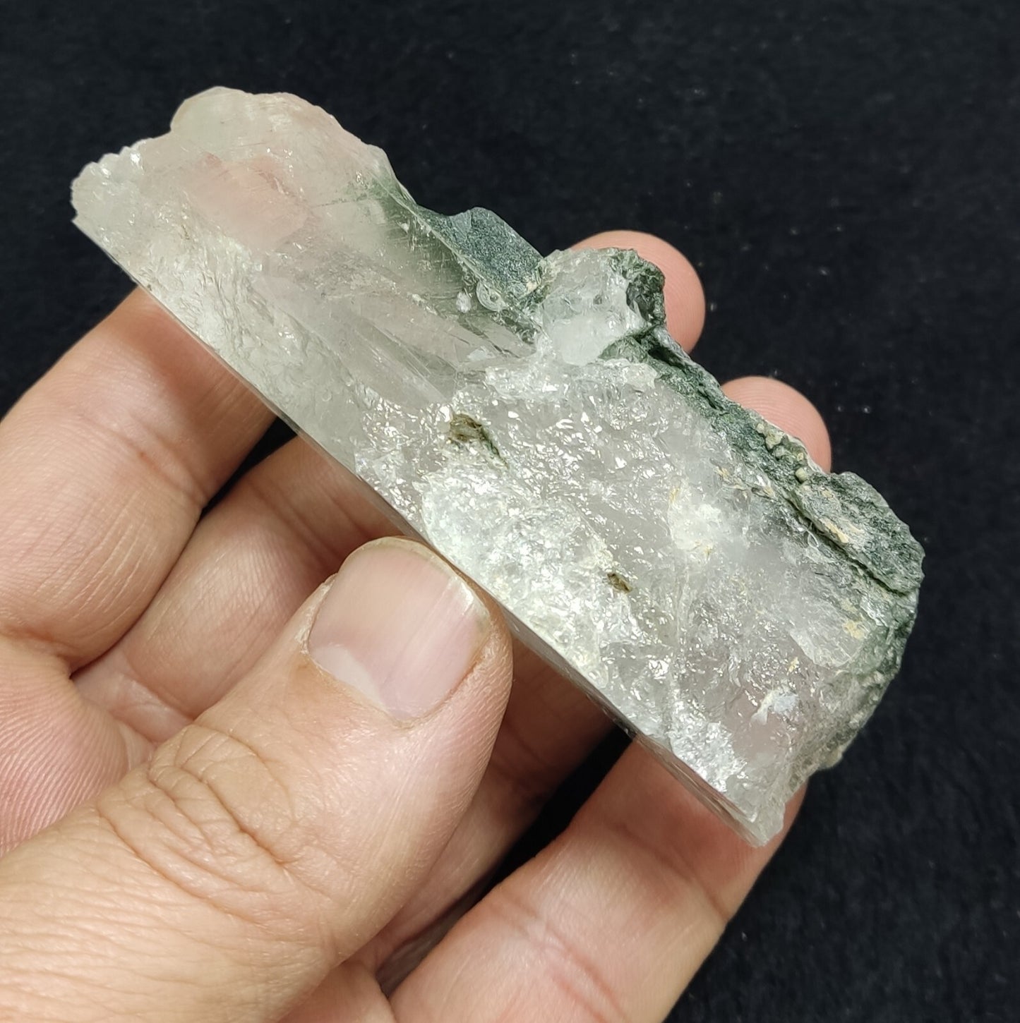 An Aesthetic specimen of chlorite included quartz crystal 134 grams