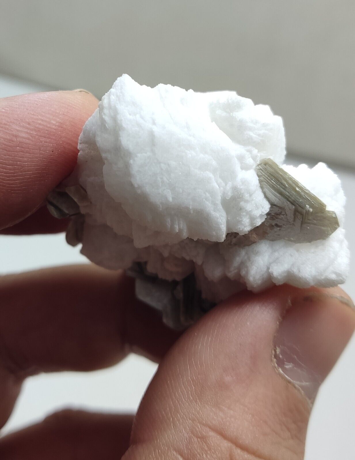 An Aesthetic specimen of muscovite with Tourmaline and albite 40 grams