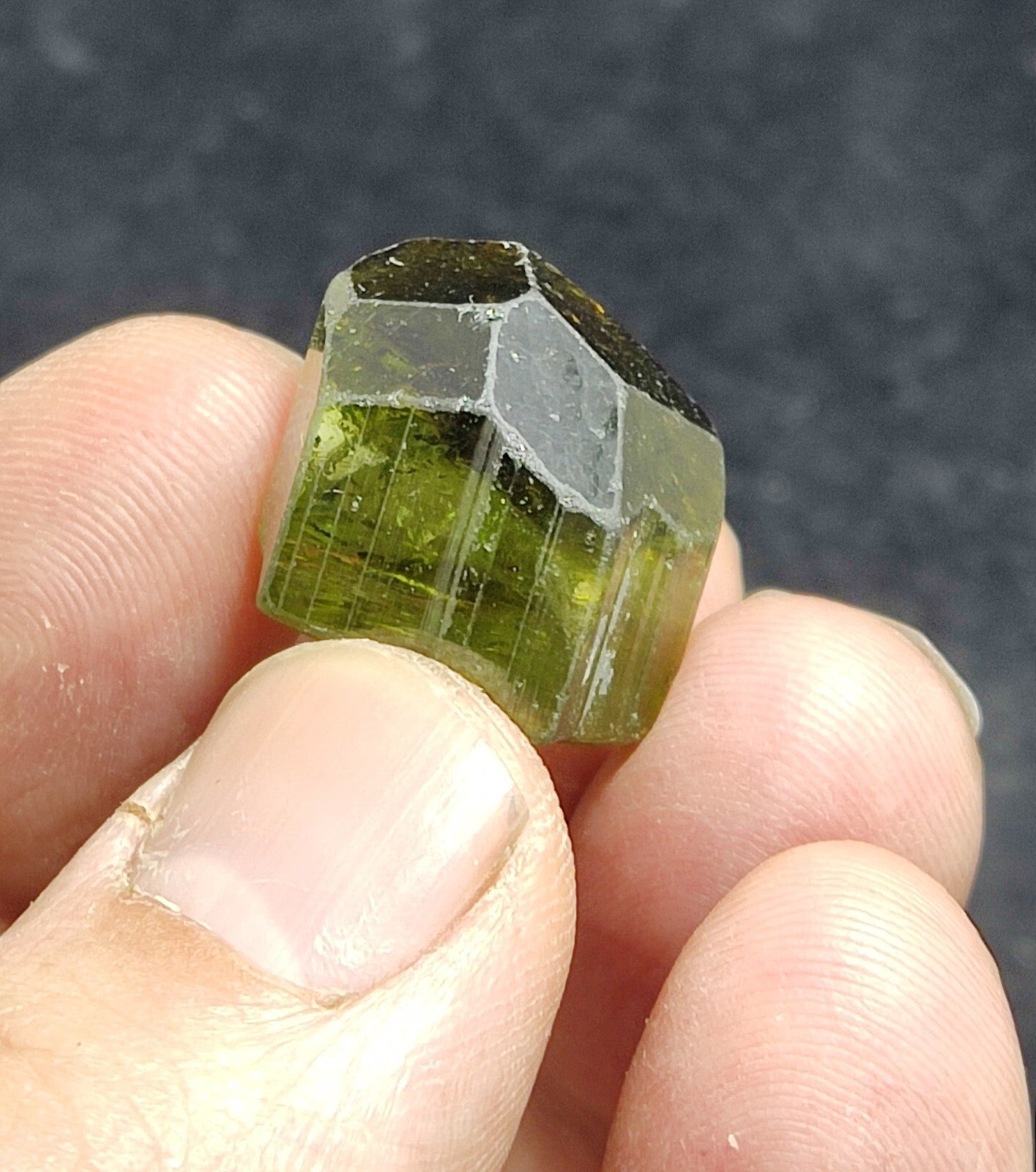 Single amazing green color terminated Tourmaline crystal 9 grams