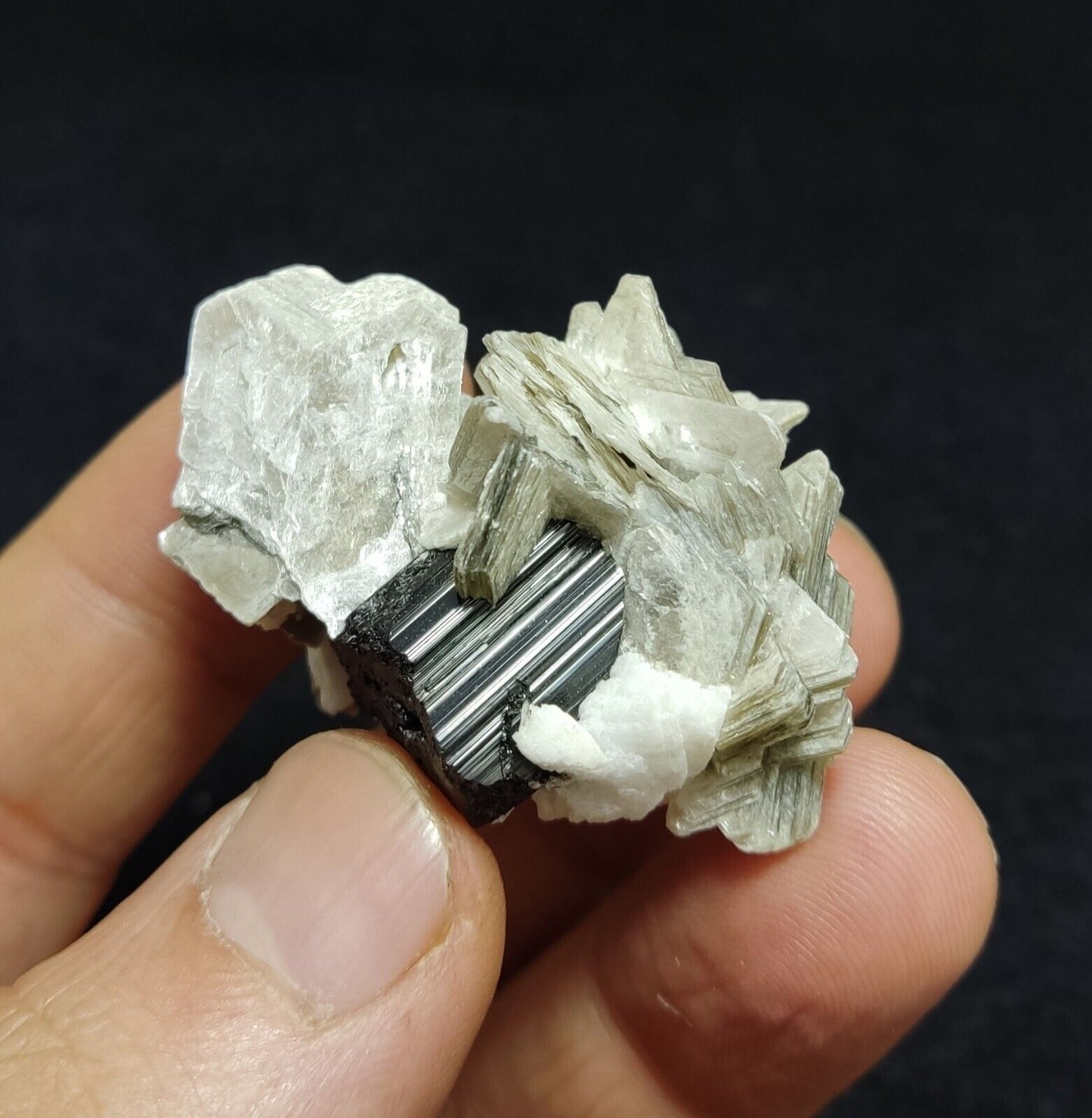 An Aesthetic combo specimen of feldspar, Tourmaline, muscovite 28 grams