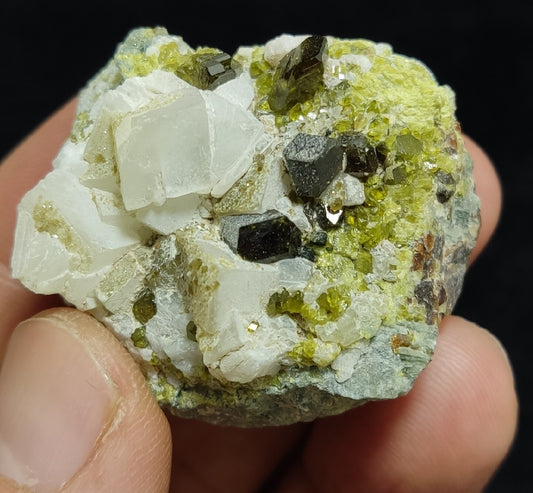 Andradite garnets on matrix with epidote and calcite 41 grams