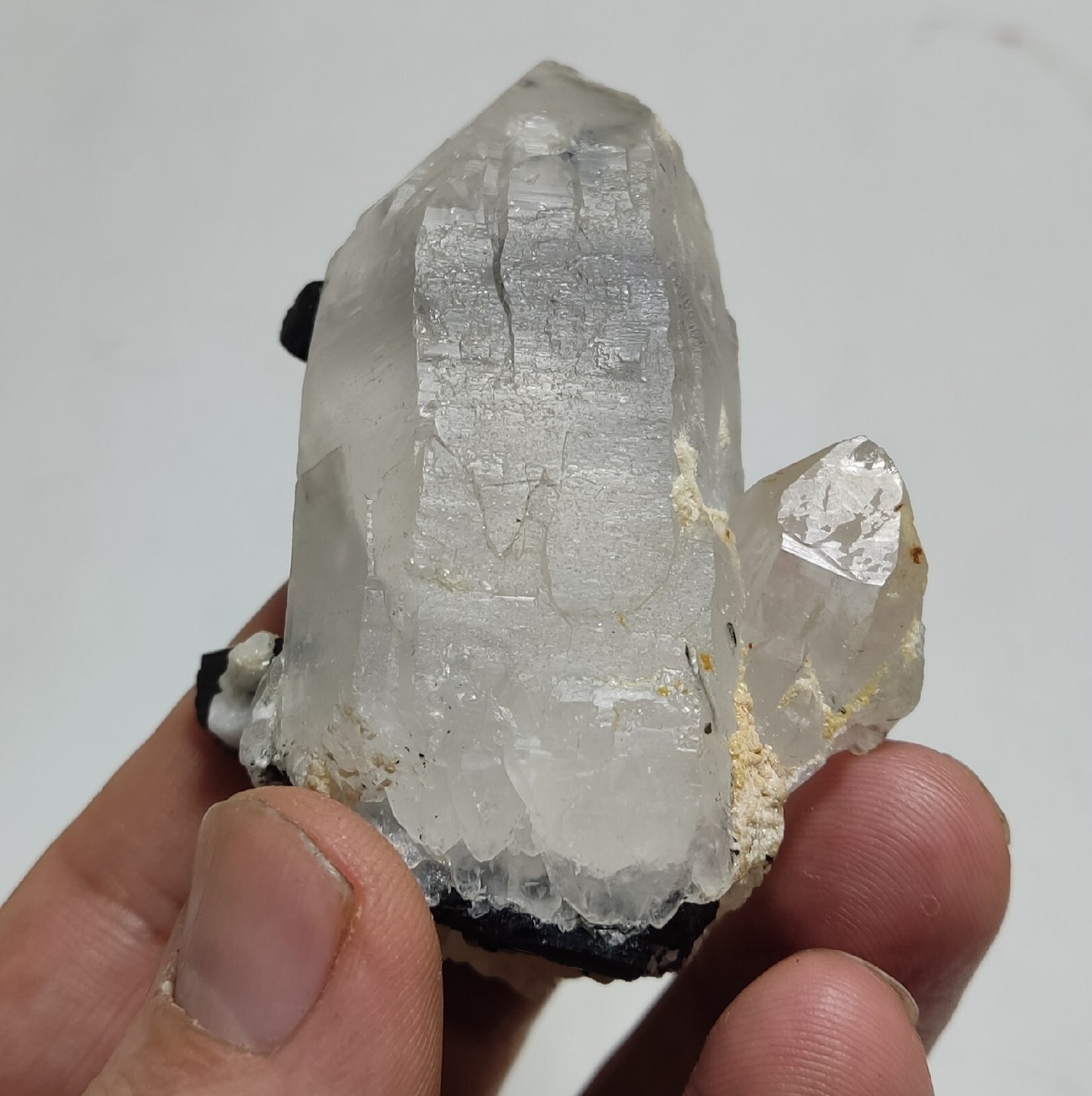Natural quartz crystal with black tourmaline 118 grams