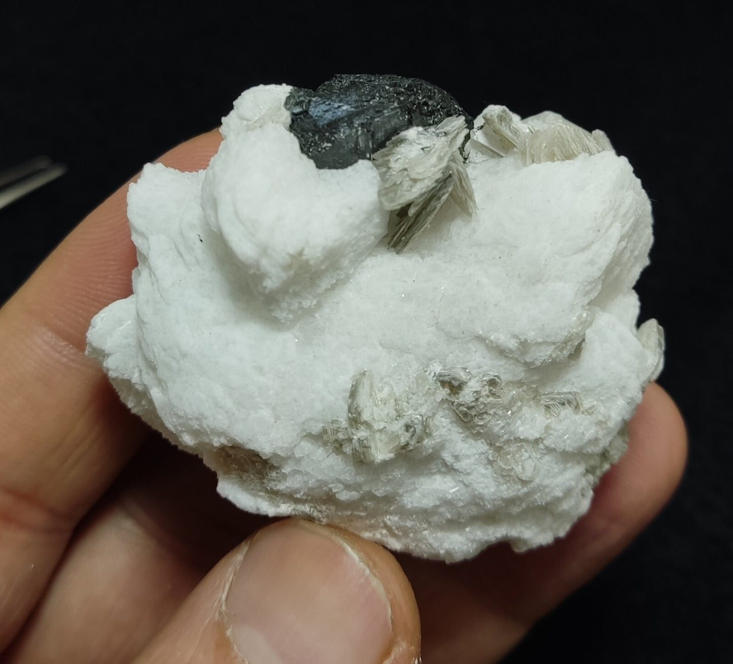 An Aesthetic combo specimen of feldspar, Tourmaline, muscovite 74 grams