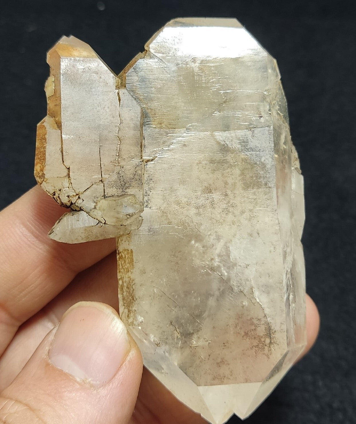 Chlorite/iron quartz crystal Natural floater tabular double terminated  85 grams