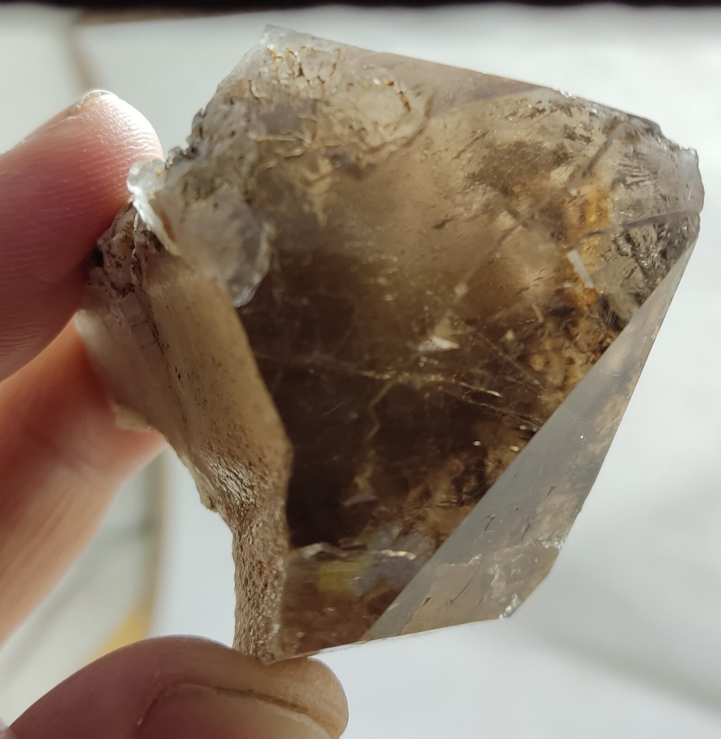An aesthetic specimen of terminated  smoky Quartz crystal cluster 102 grams